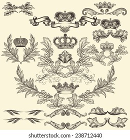 Collection of heraldic frames in vintage style for design