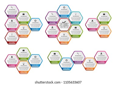 Collection hexagon infographics. Design elements.