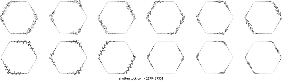 Colección de elementos de hoja de forma hexagonal diseño decorativo de la plantilla de la tarjeta de invitación  