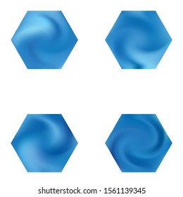 Collection of hexagonal mesh backgrounds. Trendy soft color logo. Cool style of 90th, 80th. Blue celebration templates for your cards, invitation, brochure and calendar.