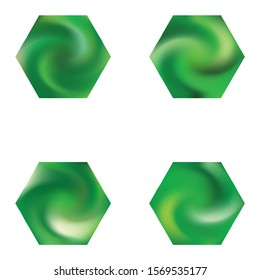 Collection of hexagonal mesh backgrounds. Trendy soft color shape. Surreal style of 90th, 80th. Green celebration templates for your cards, invitation, brochure and calendar.