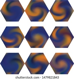 Collection of hexagonal smooth backgrounds. Trendy soft color concept. Holographic style of 90th, 80th. Blue elegant and easy editable colorful fluid covers for your creative projects.