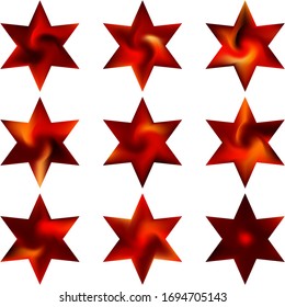 Collection of hexagram colored backgrounds. Decorative sacred religious symbols. Good soft color theme. Red eco fluid templates for your poster, presentation, invitation, brochure or cards.