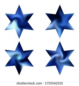 Colección de antecedentes de color hexagrama. Símbolos religiosos sagrados festivos. Buen logo en color suave. Plantillas de ecofluido azul para su afiche, presentación, invitación, folleto o tarjetas.