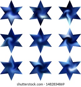 Collection of hexagram colored backgrounds. Good soft color star. Judaic sacred religious symbols. Blue eco fluid templates for your poster, presentation, invitation, brochure or cards.