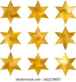 Collection of hexagram mesh backgrounds. Isolated sacred religious symbols. Good soft color logo. Yellow celebration templates for your cards, invitations, brochures and calendars.