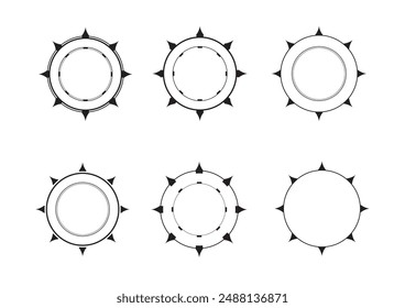 Colección de Hexa-Spiked Circular Bold Emblemas para Marcas Modernas, Único Conjunto de Logotipo Circular