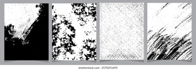 Collection of High Contrast Black and White Grunge Texture Designs. grunge textures set Object to Create grunge,splattered ,dirty effect .Various distressed backgrounds for your design.