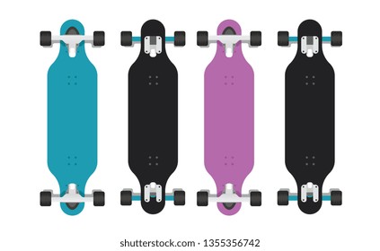Collection of high quality longboards bottom view - vector