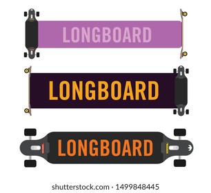 Collection of high quality longboards bottom view - vector