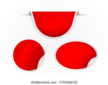 Collection of High Quality Realistic Red Labels on White Background . Isolated Vector Elements