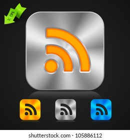 Collection of high-detailed XXL metallic buttons with RSS icons. Image contains transparency. 10 EPS