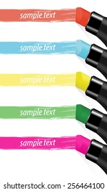 Collection of highlighters with markings.
