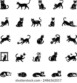 A collection of high-quality cat silhouettes, perfect for digital and print projects.