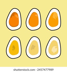 A collection of high-resolution images of eggs at various stages of cooking, from raw to fully cooked. Perfect for food photography, recipe blogs, and culinary websites.