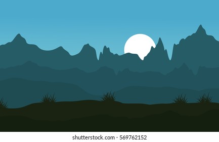 Collection of hill and cliff landscape vector illustration