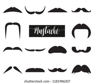 Collection of hipster black moustaches. Vector illustration EPS 10