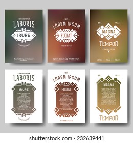 collection hipster geometric typography gradient retro flyer , poster with frame , border , label , badge
