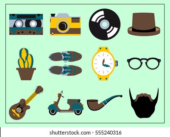 A collection of hipster icons