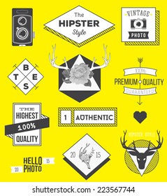 Collection of hipster labels, arrows, ribbons, symbols and design elements