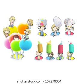 collection of hole with kids inside. Vector design 