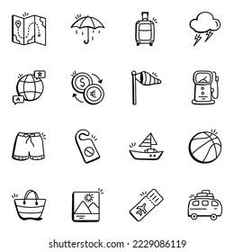 Collection of Holiday Hand Drawn Icons 
