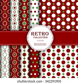 Collection of Holiday seamless patterns with polka dot and jumbo polka dot. Perfect for wallpapers, pattern fills, web backgrounds, birthday and wedding cards