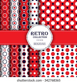 Collection of Holiday seamless patterns with polka dot and jumbo polka dot. Perfect for wallpapers, pattern fills, web backgrounds, birthday and wedding cards