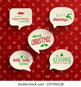 Collection of Holiday Speech Bubbles with various messages. Vector Illustration