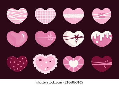 Collection of holiday valentines.Vector graphics.