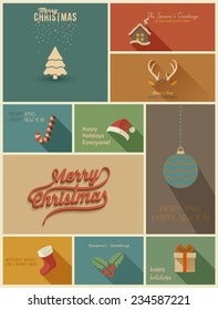 Collection of Holidays cards. Vector Illustration