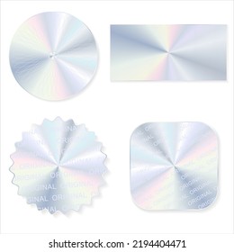 Collection of hologram stickers or labels with holographic texture