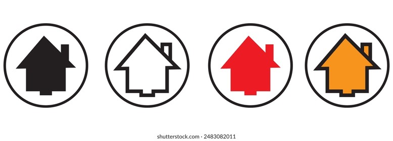 Collection home icons. House symbol. Set of real estate objects and houses black icons isolated on white background. Vector