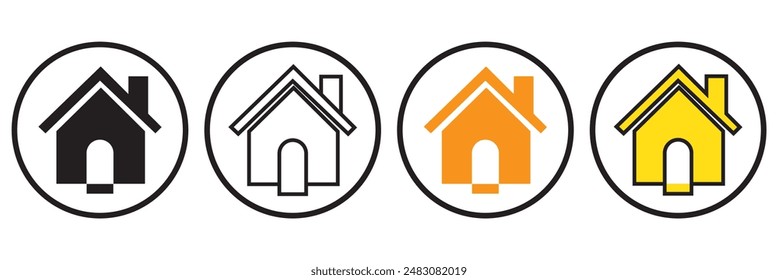 Collection home icons. House symbol. Set of real estate objects and houses black icons isolated on white background. Vector