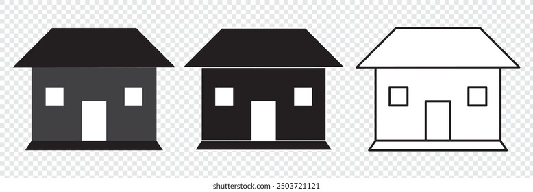 Home-Symbole der Kollektion. Haussymbol. Satz von Immobilien-Objekte und Häuser schwarze Symbole einzeln auf weißem Hintergrund. Vektorgrafik.Eps10.