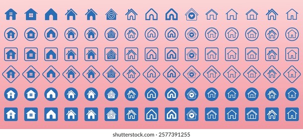 Collection of home icons. House symbol. Set of real estate objects and houses icons on white background. House symbol. House set icon. Home flat icon set vector illustration. Web home icons for apps.