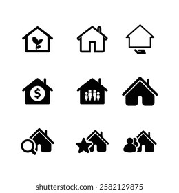 Collection home icons. House symbol. Set of real estate objects 