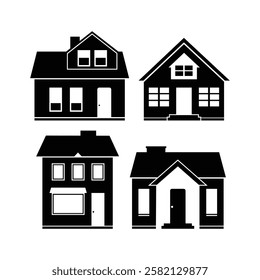 Collection home icons. House symbol. Set of real estate objects 