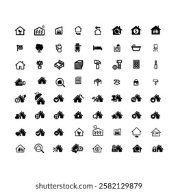 Collection home icons. House symbol. Set of real estate objects 