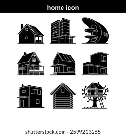 Collection home icons. House symbol. Set of real 