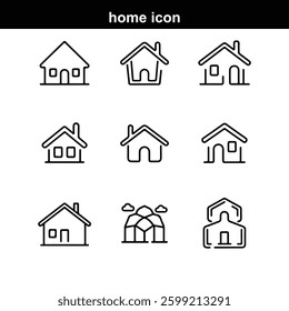 Collection home icons. House symbol. Set of real 
