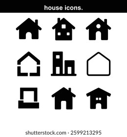 Collection home icons. House symbol. Set of real 