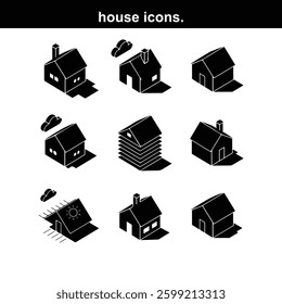 Collection home icons. House symbol. Set of real 