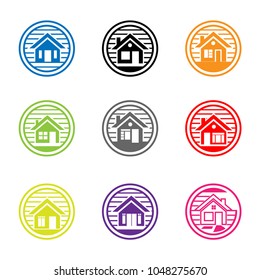 Collection of home icons. House vector. Flat logo design. 