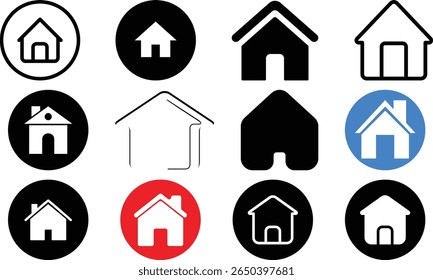 Collection of Home Icons Simple House Line Art Illustrations