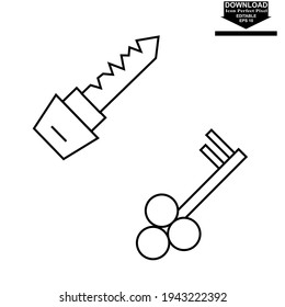 a collection of home key icons, vehicle lock gate or safety technology symbol logos. isolated sign vector illustration - editable high quality line style vector icons