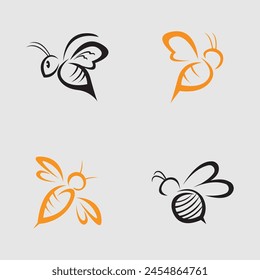 collection of honey bee animal logos and symbols vector illustration design isolated gray background