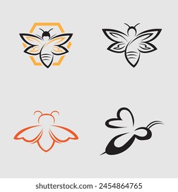 collection of honey bee animal logos and symbols vector illustration design isolated gray background
