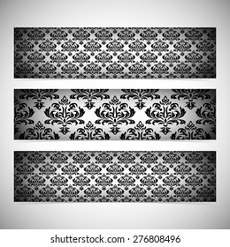 Collection horizontal banners in the style of Baroque . Modern Vector Illustration.