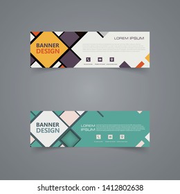 Collection  horizontal business banner set vector templates. clean modern geometric abstract background layout for website design. simple creative cover header 